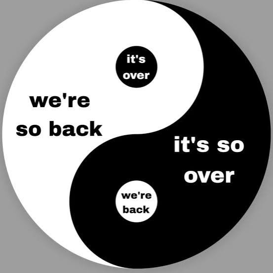 It's So Over / We're So Back meme template