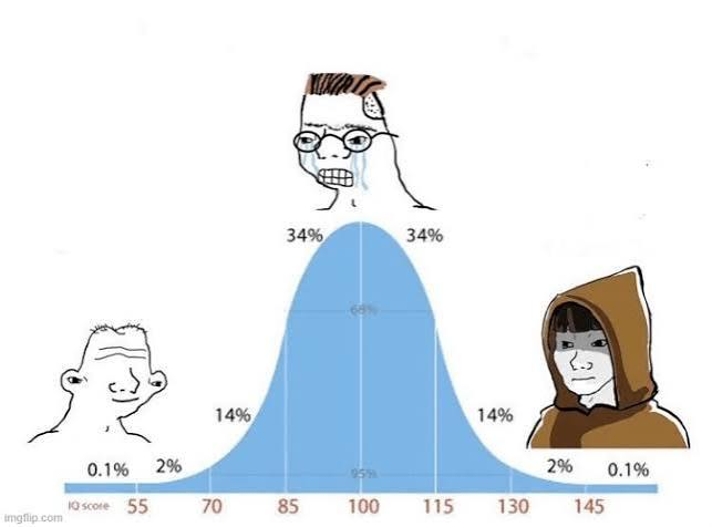 IQ Bell Curve / Midwit meme template